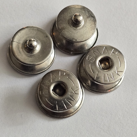 Vintage cuff links silver tone white mother of pearl shell inlay Silver snap - Picture 7 of 10